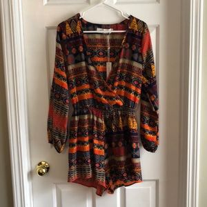 Multicolor Long Sleeved, Short Romper